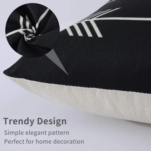 Vista 5 de Tosewever Juego de 4 fundas de almohada decorativas geométricas de 16 x 16 pulgadas, funda de cojín cuadrada de lino con patrón moderno para sofá