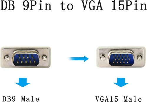 Vista 3 de 4.5 pies DB 9 Pin macho a VGA 15 Pin macho cable adaptador RS232 a VGA cable de conversión para computadora, impresoras, escáneres