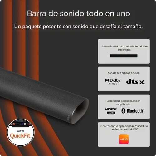 Vista 2 de VIZIO Barra de sonido todo en uno con Dolby Atmos y DTS:X, altavoz Bluetooth - SV210D-0806 (renovado)