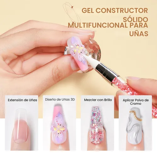 Vista 4 de Gel Constructor Sólido para Uñas - Gel de Arte de Uñas 3D Claro Transparente Antiadherente para Manos para Tallado, Moldeado, Patrones