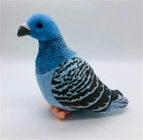 Vista 3 de Juguete de peluche blanco de simulación, paloma de roca de 8 pulgadas, linda paloma como regalo (azul)