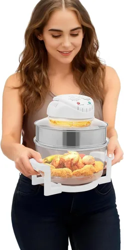 Vista 2 de Turbo - Freidora de aire, 17L, 1400 W, 360°, con anillo de expansión, horno halógeno para cocinas, restaurantes, puestos de comida