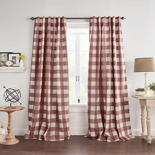Vista 12 de Elrene Home Fashions Farmhouse Living Grainger Buffalo - Cortina opaca con diseño a cuadros para ventana, cortina para sala de estar y dormitorio
