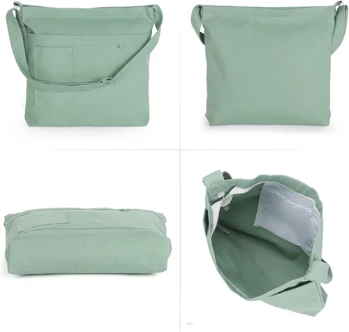 Vista 4 de WantGor Bolso de lona para mujer, bolso cruzado grande para el hombro, bolsos estilo hobo casuales para el trabajo