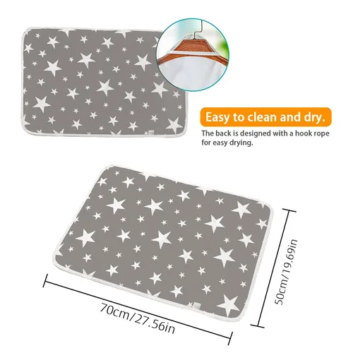 Vista 2 de Maveek - Paquete de 2 cambiadores de pañales para bebé, 19.6 x 27.5 pulgadas, impermeable, portátil, cambiador de pañales de viaje, tapetes 2 gris