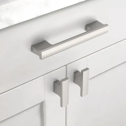 Vista 3 de Paquete de 12 tiradores para gabinete de 4 pulgadas (102mm) de níquel satinado cepillado, accesorios para gabinetes de cocina, cajones, cómodas