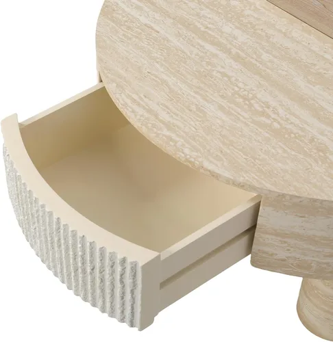 Vista 6 de ø Mesa auxiliar redonda de mármol sintético de 31.5 pulgadas con espacio de almacenamiento para sala de estar, moderna mesa de centro circular 31.5