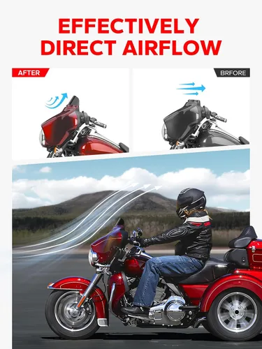 Vista 4 de Amazicha Parabrisas de 5 pulgadas, color negro 96-13, apto para Harley Touring Electra Street Glide y Trike 1996-2013