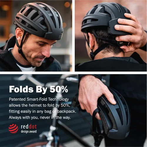 Vista 2 de FEND One Foldable Bike Helmet – Patented Smart-Fold 50% Compact Design, Award-Winning Safety CPSC/EN1078 Certified, for Adults, Commuters, E-Bikes