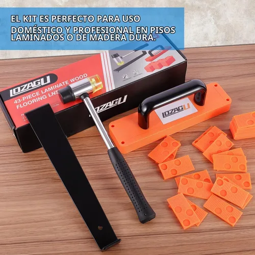 Vista 6 de Kit de 43 piezas para herramientas de suelo laminado, kit de instalación LVP, herramientas para suelos de vinilo, taco de golpeteo con mango