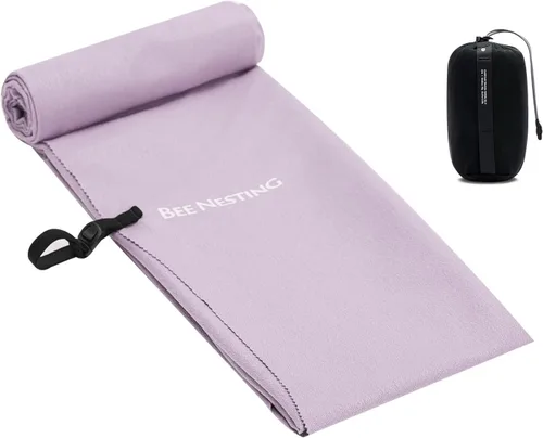 Vista 11 de Bee Nesting Toalla ultraligera de secado rápido – Paquete de 2 toallas de microfibra medianas y pequeñas con bolsillo compacto plegable para viajes