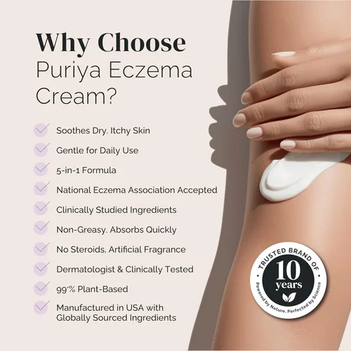 Vista 3 de Puriya Crema de eccema 5 en 1 para niños, bebés, niños pequeños, adultos, loción avanzada de avena coloidal para alivio de la piel seca