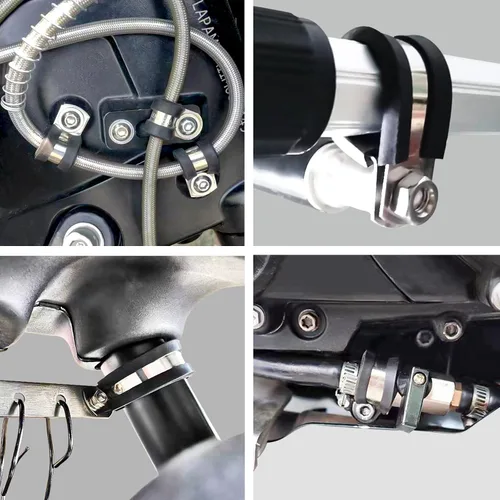 Vista 4 de 16 abrazaderas de cable de acero inoxidable de 5/8 pulgadas, abrazaderas de goma, herramientas de abrazadera, clips de cable para instalación