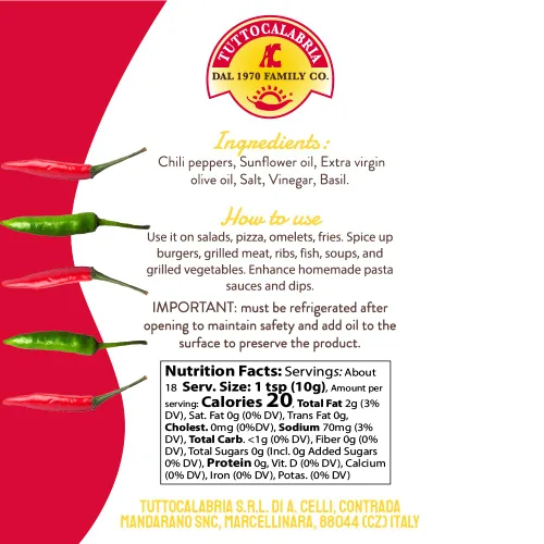 Vista 2 de TUTTOCALABRIA Chili Calabrian Picado en Tarro de Vidrio 6.5 oz (185 g)