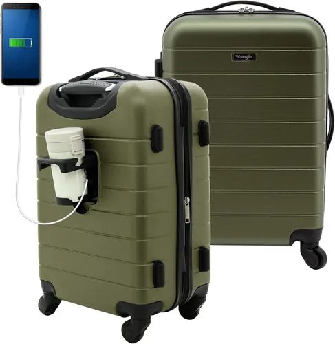 Vista 20 de Wrangler Portavasos inteligente para equipaje y puerto USB, color verde azulado, juego de 2 piezas, Negro, Juego de 2 piezas