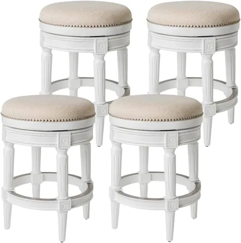 Vista 16 de Maven Lane Pullman Taburete de mostrador sin espalda, blanco, 26 pulgadas blanco (alabaster white)