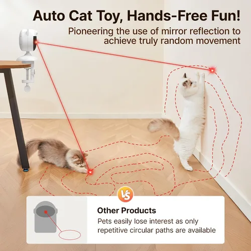 Vista 5 de Potaroma Juguete láser inteligente para gatos con sensor interactivo, activada por movimiento, Trjajectory verdaderamente aleatorio, diseño
