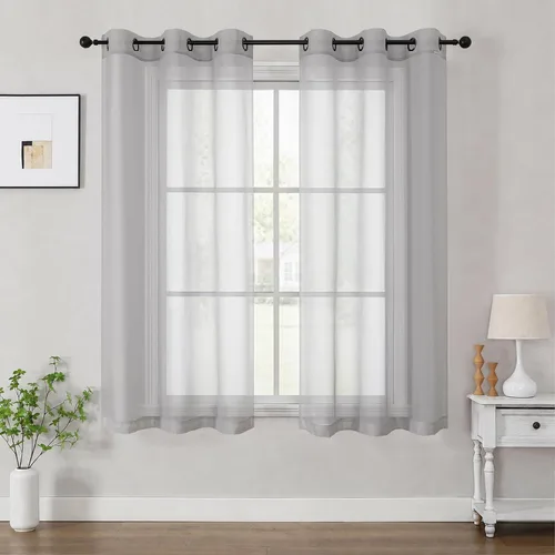 Vista 50 de OWENIE Cenefa transparente con ojales negros para ventanas, 2 paneles de 52
