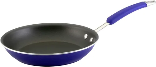 Vista 2 de Rachael Ray Utensilios de cocina antiadherentes de porcelana de 10 piezas, color azul