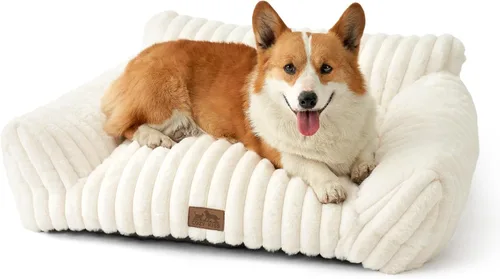 Vista 10 de COZY KISS Bonita cama para gatos con funda extraíble, sofá multifuncional de piel sintética de felpa para mascotas con manta, muebles ultra suaves