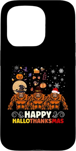 Vista 14 de iPhone 16 Halloween Thanksgiving Christmas Hallothanksmas Bigfoot Case