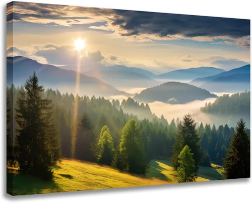 Vista 7 de GLOKAKA Decoración contemporánea para el hogar, arte de pared, paisaje, estampado de animales, ciervos en los bosques coloridos, decoración estética