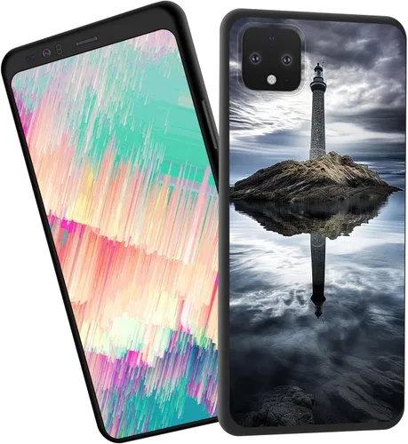 Vista 110 de Funda delgada para Google Pixel 4 XL, funda delgada de silicona de TPU suave a prueba de golpes para Google Pixel 4 XL, cruz negra