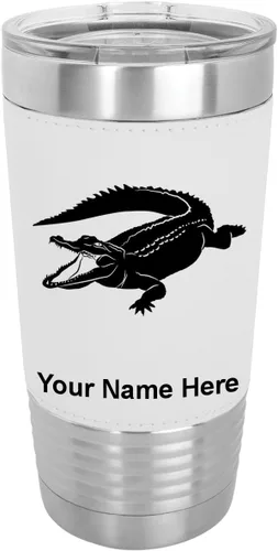 Vista 22 de LaserGram Vaso aislado al vacío de 20 onzas, cocodrilo, grabado personalizado incluido (piel sintética, estilo béisbol)
