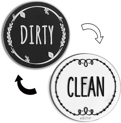 Vista 5 de Letrero de imán para lavavajillas de color plateado aguamarina Clean Dirty, indicador de lavavajillas de doble cara, imán universal fuerte sin