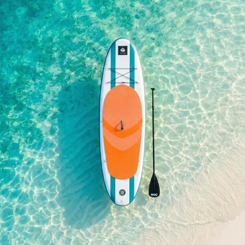 Vista 9 de Roc Tabla de remo inflable con accesorios de tabla de remo de SUP de alta calidad, diseño amplio y estable, cubierta antideslizante y cómoda