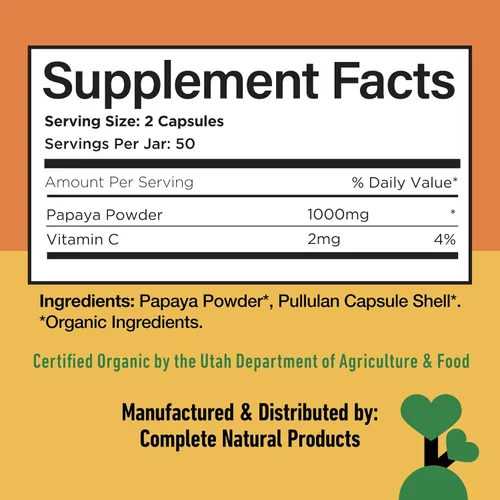 Vista 6 de CNP Papaya Enzyme Capsules 500mg - Papain, Digestive Support, Gut Aid