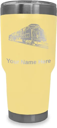 Vista 7 de LaserGram Vaso aislado al vacío de 20 onzas, tren de carga, grabado personalizado incluido (negro)