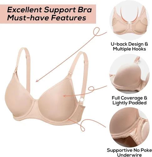 Vista 4 de Gratlin Women's Underwire Nursing Bra Support Lightly Padded Breastfeeding Maternity Push Up Bras