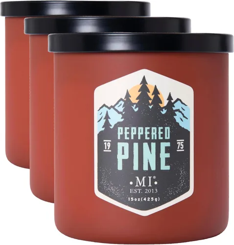 Vista 11 de Manly Indulgence Velas perfumadas de pino con pimienta para hombres, 2 mechas, mezcla de soja prémium de 15 onzas, quemaduras 60H, velas