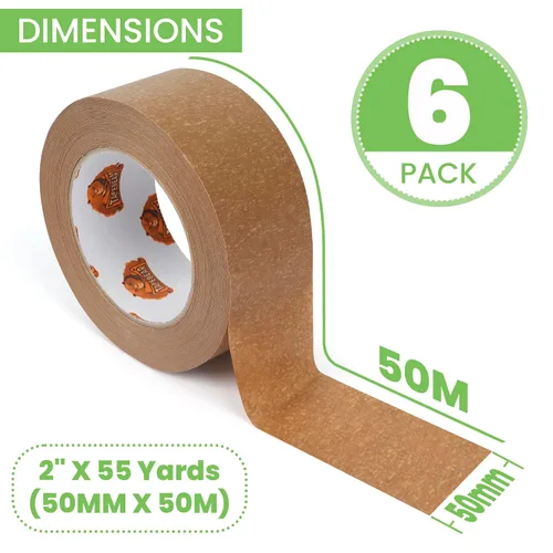 Vista 6 de TAPEBEAR Cinta de papel kraft ecológica, cinta de embalaje biodegradable resistente de 2 pulgadas x 55 yardas, cinta de embalaje reciclable