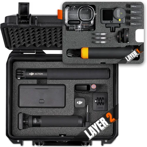 Vista 8 de Funda rígida portátil impermeable para DJI Osmo Action 5 Pro/4/3 accesorios de cámara de acción compatible con combo estándar, compatible