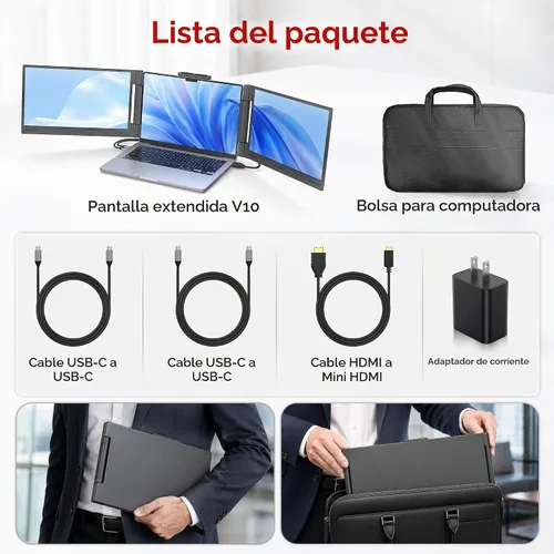 Vista 9 de AOC Extensor de pantalla para laptop de 14", monitor portátil para Gris