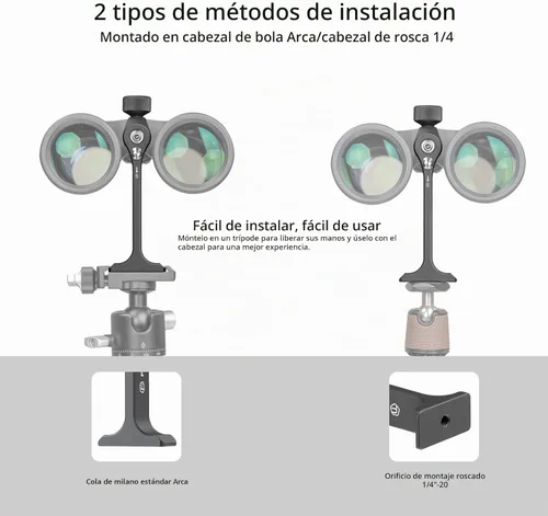 Vista 3 de Adaptador de trípode para prismáticos, montaje de prismáticos con rosca de 1/4 pulgada, aluminio (s1)