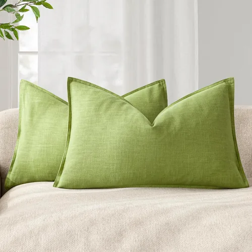 Vista 15 de Foindtower Juego de 2, Fundas Decorativas de Almohada de Lino Sólido Suaves Fundas de Cojín Europeo de Acento Estilo Granja Neutral para Silla Sofá