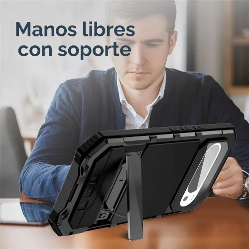 Vista 3 de Lunivop - Carcasa metálica resistente para Google Pixel 9 Pro XL, color negro