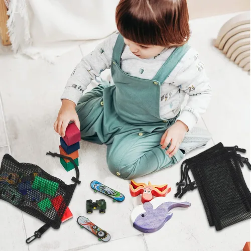Vista 10 de 8 bolsas de malla negra con cordón y clips, pequeñas bolsas de malla de almacenamiento de nailon, bolsa para lavavajillas, bolsa de red para joyas