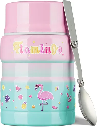 Vista 8 de Charcy Termo de 17oz para alimentos calientes, contenedor de comida aislado para almuerzo con cuchara plegable QB - Negro