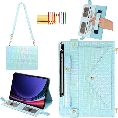 Vista 36 de Bolso Funda para Samsung Galaxy Tab S10 FE/S9 FE 10.9"/S9/S8/S7 11", Techcircle Folio con Soporte Cruzado, Billetera con Ranura para Lápiz S Pen