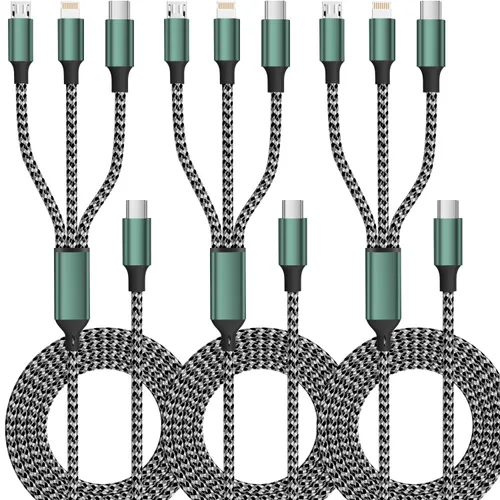 Vista 17 de Cable de carga 4 en 1 de 240 W máximo, cable USB C de carga rápida con chip E-Mark, cable USB A/C a C/Lightning, cable de carga múltiple para iPhone