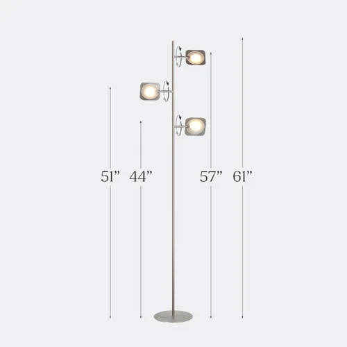 Vista 6 de Brightech Tree - Lámpara de pie con 3 luces regulables de 3 pasos con interruptor táctil regulable - Tecnología LED avanzada con 23 vatios