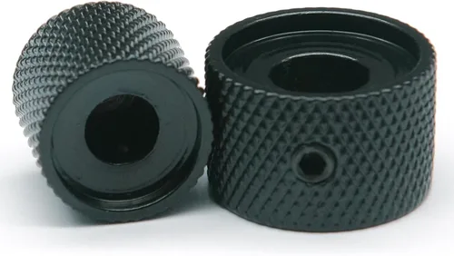 Vista 3 de Juego de 2 perillas de control apiladas concéntricas duales de guitarra con llave de repuesto para guitarra eléctrica y bajo (negro)