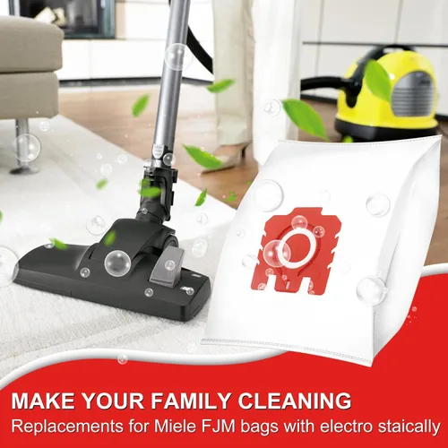 Vista 6 de Bolsas 3D Airclean FJM mejoradas para Miele FJM Vacuum Compact C2 Compact C1 C1 S241 S290 S300i S500 S700 S4 S6 Series, paquete de 16 bolsas FJM