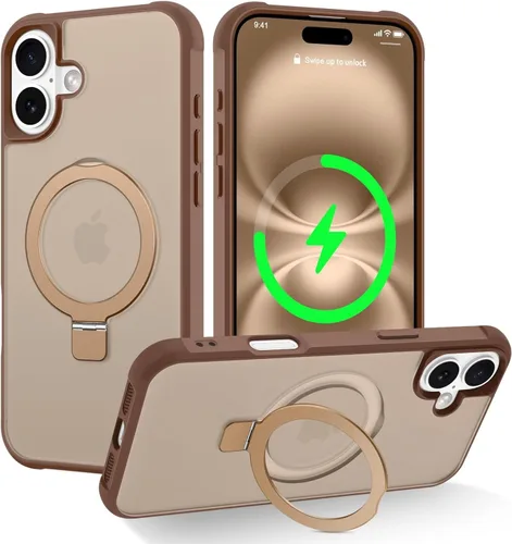 Vista 70 de CHAOFEnG - Funda compatible con iPhone 11 con soporte, color negro Fundas delgadas de grado militar para iPhone 11 con soporte de anillo