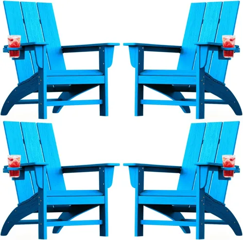 Vista 19 de Silla Adirondack moderna, sillas de patio de plástico HDPE para todo tipo de clima, silla para hoguera, sillas de césped al aire libre para terraza