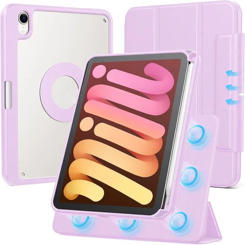 Vista 16 de SPARIN Funda para iPad mini 7 A17 Pro 2024/iPad Mini 6 2021 de 8.3 pulgadas, cubierta magnética desmontable, soporte vertical/horizontal con soporte